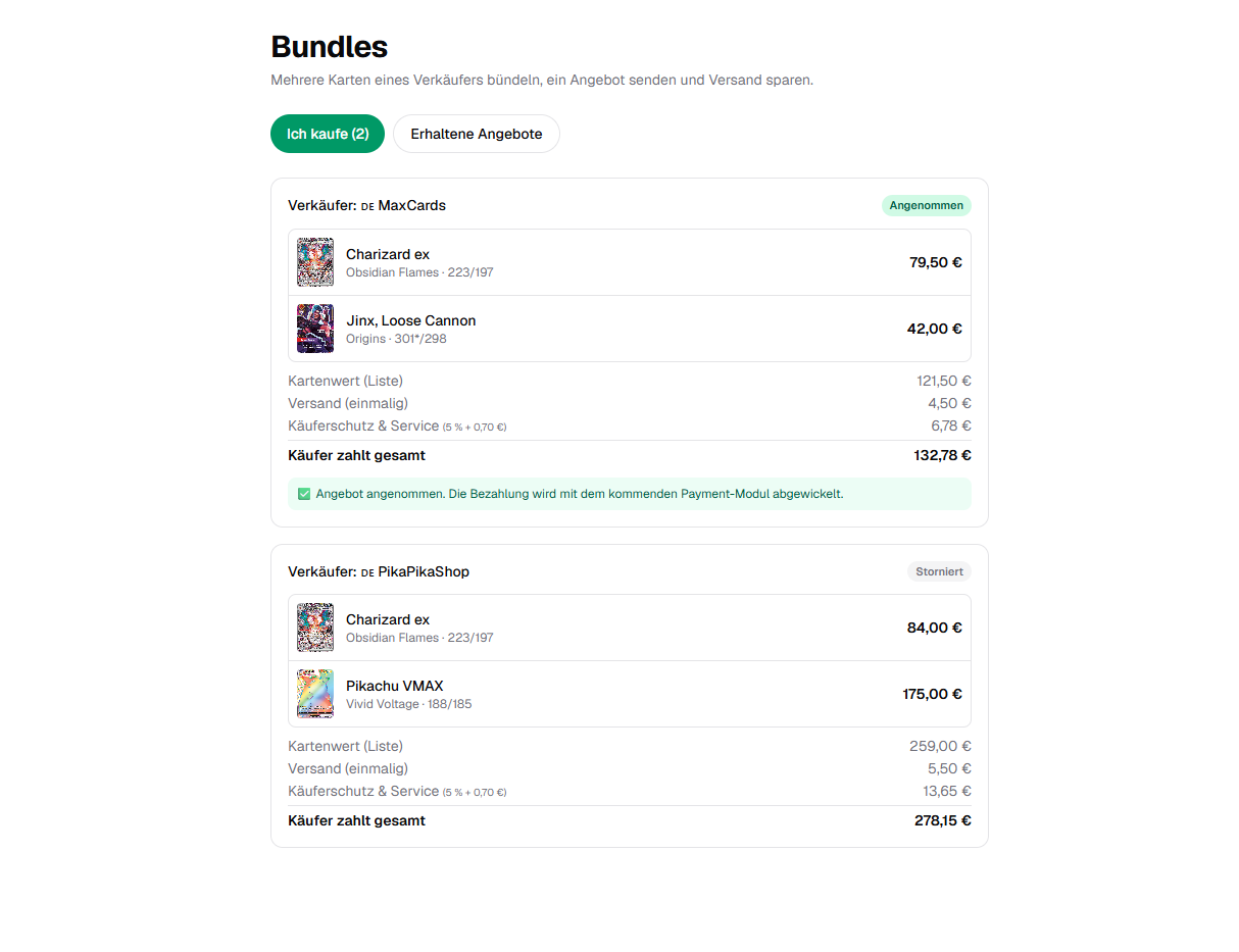 Bundles — mehrere Karten, ein Angebot