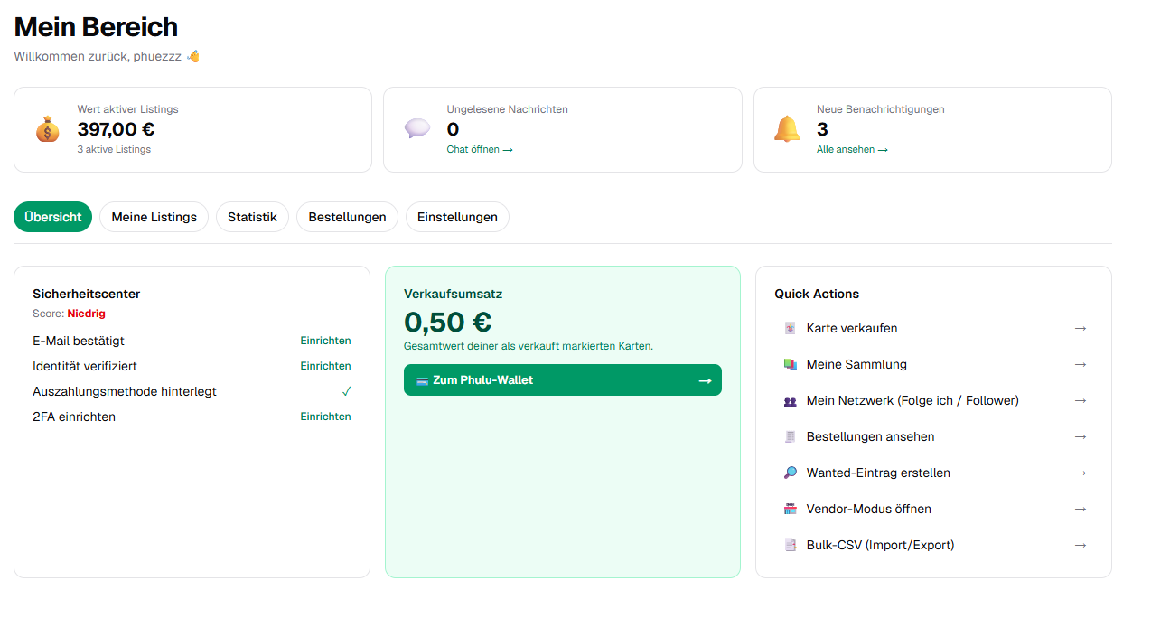 Mein Bereich (Dashboard)