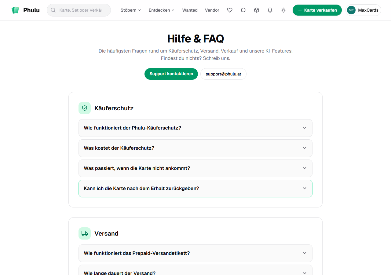 Hilfe & Rechtliches