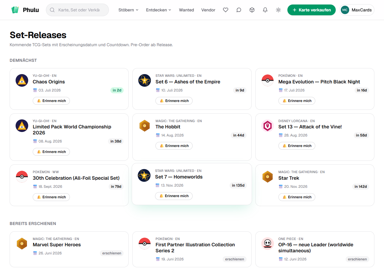 Set-Releases & Erinnerungen