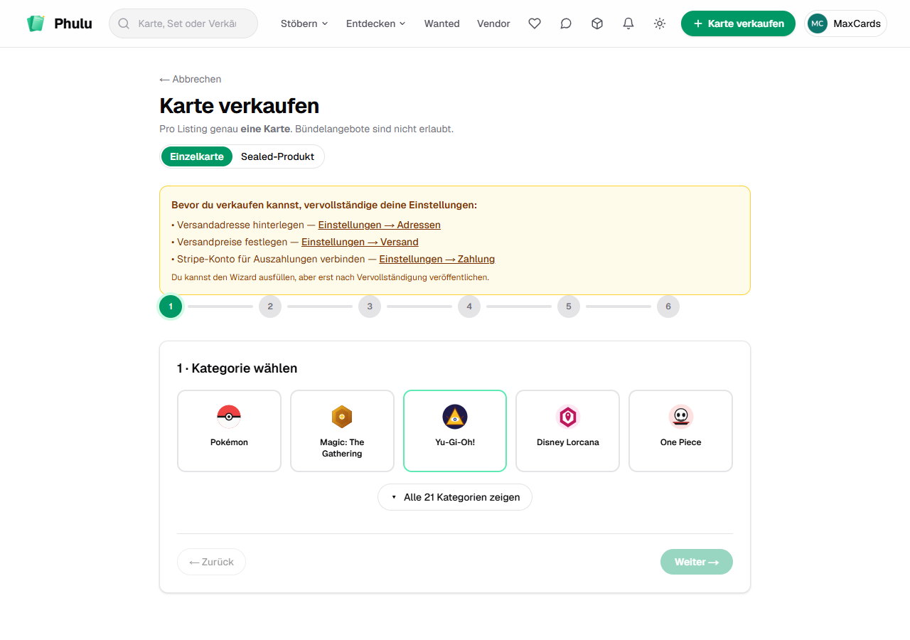 Verkaufen (Sell-Wizard)